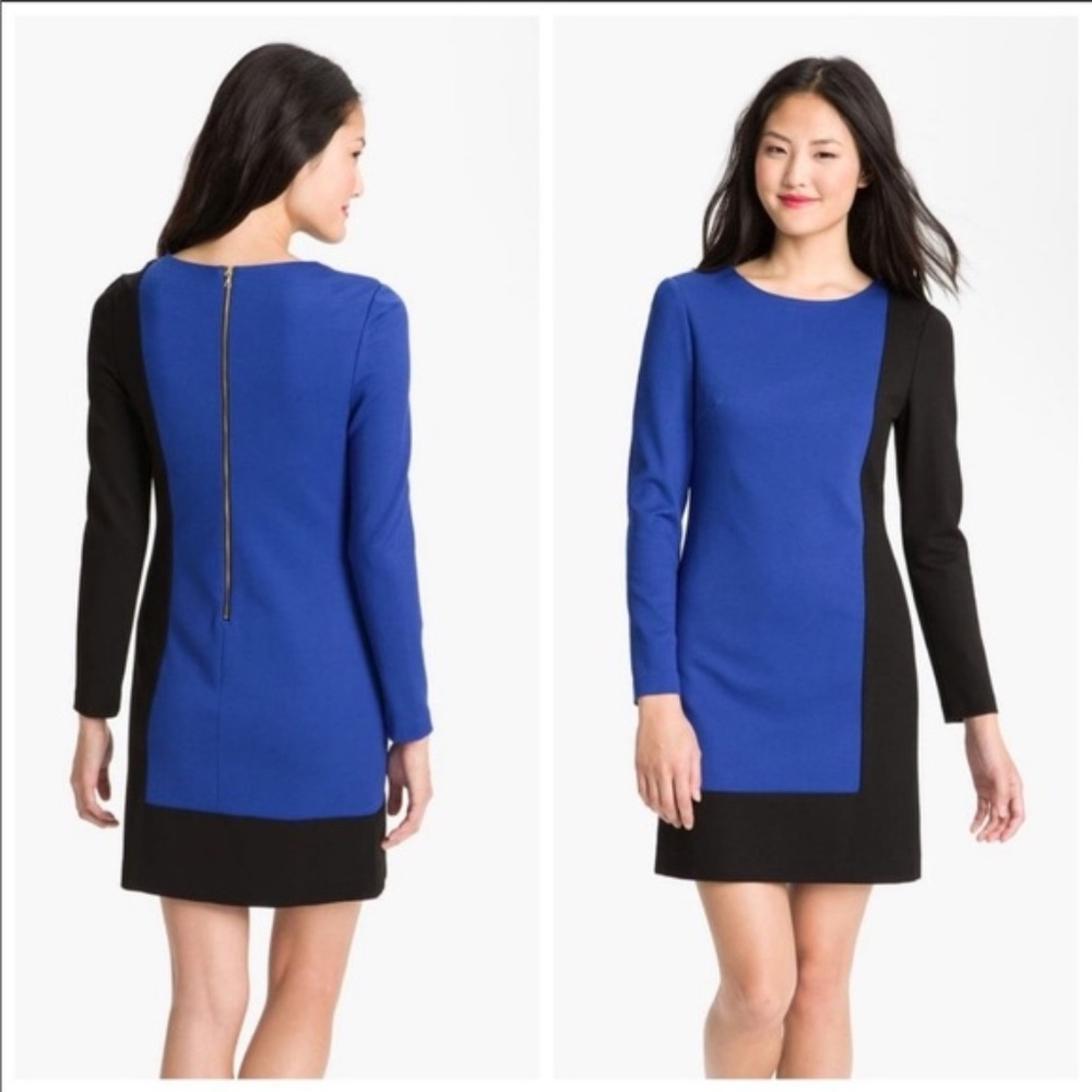 Trina Turk Cubist Colorblock Dress in Royal Blue Black 8